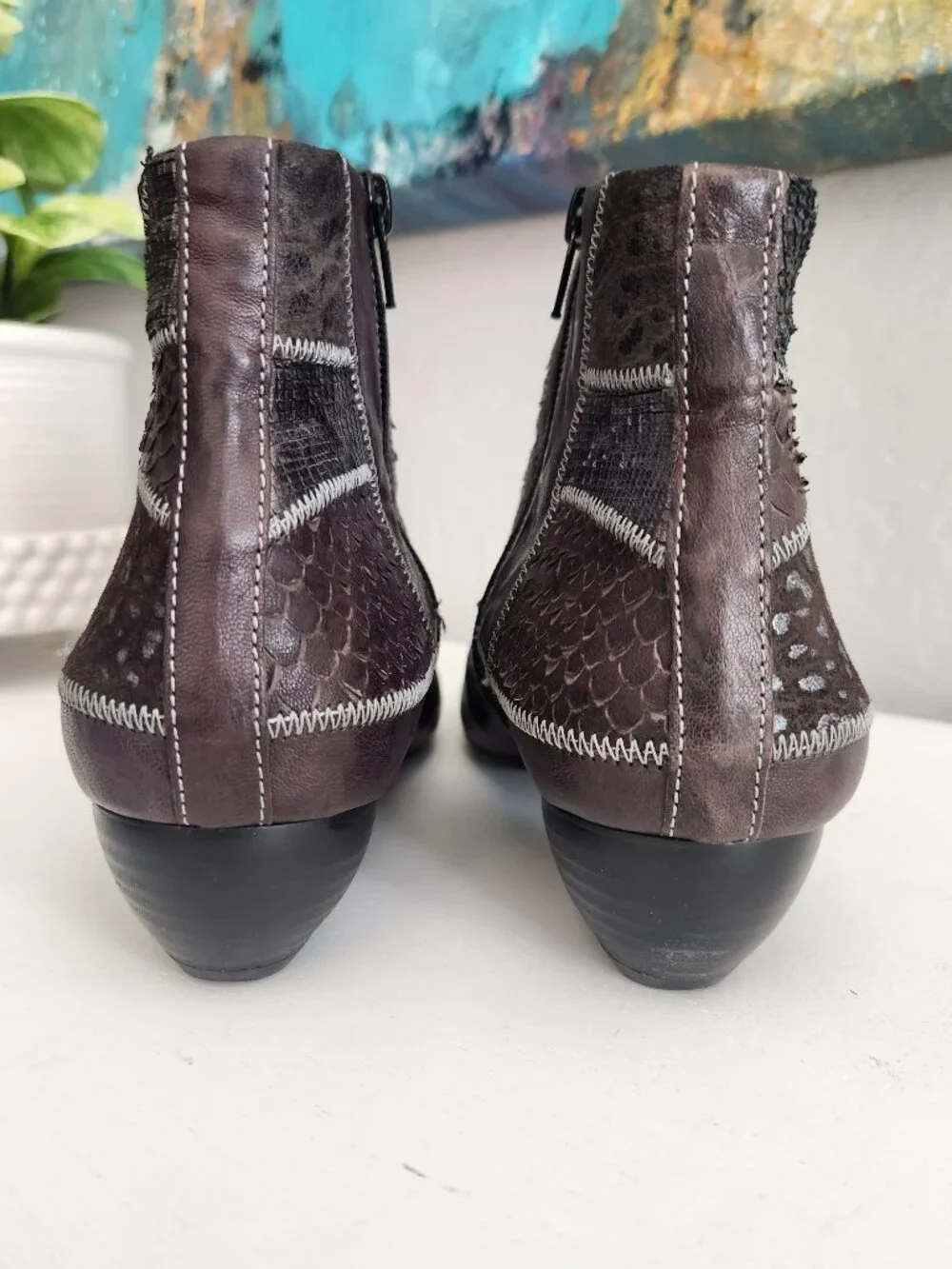 AIDA Brown Leather Patchwork Ankle Boot | 41 (US 9.5)